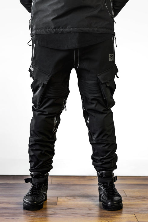 Ride Rich Unit 16 Armoured Softshell Waterproof Cargo Motorcycle Joggers - Black